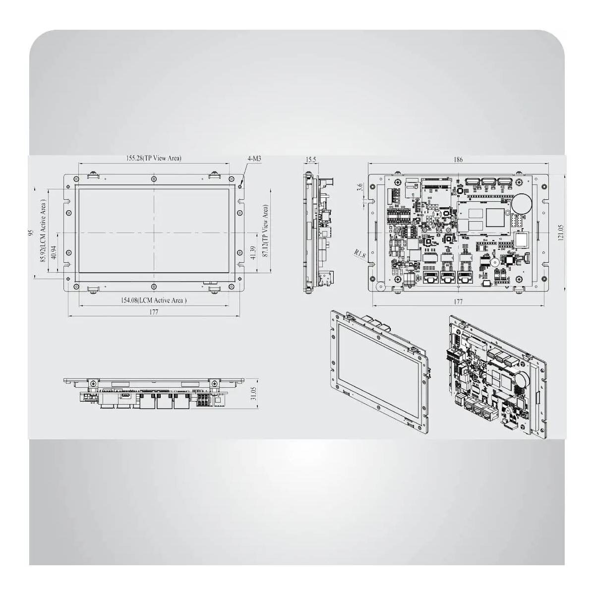 ICOP QEC-M-070T diagram with sizes